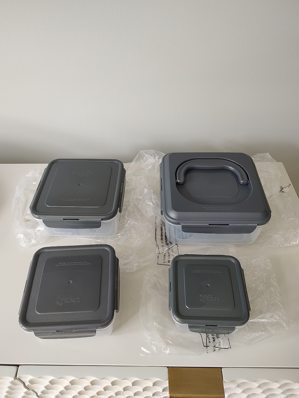 LocknLock Food Storage Nesting Set Gray Four Pieces Square NEW - Picture 12 of 12